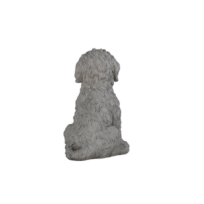 Tranquil Guardian Curled Sitting Dog Memorial Statue