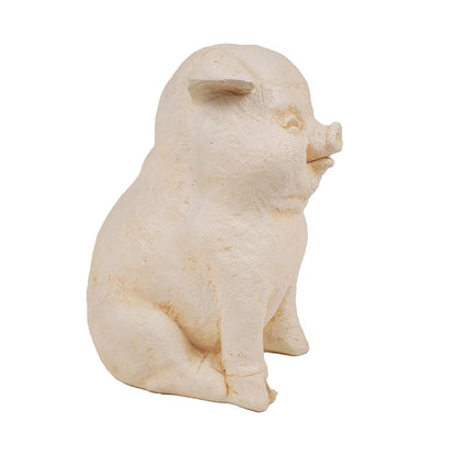 Serene Oinker Classic Curled Sitting Pig Statue