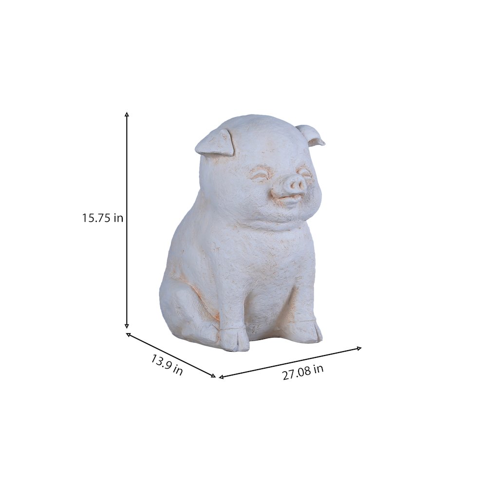 Serene Oinker Classic Curled Sitting Pig Statue