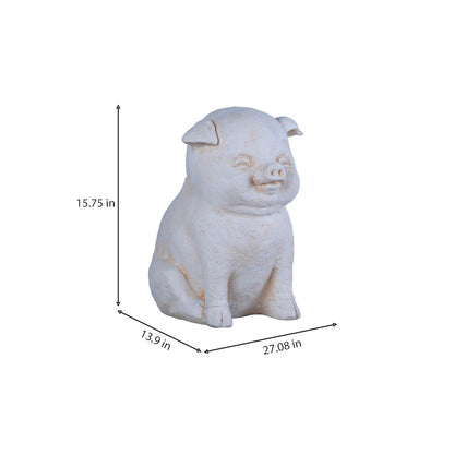 Serene Oinker Classic Curled Sitting Pig Statue