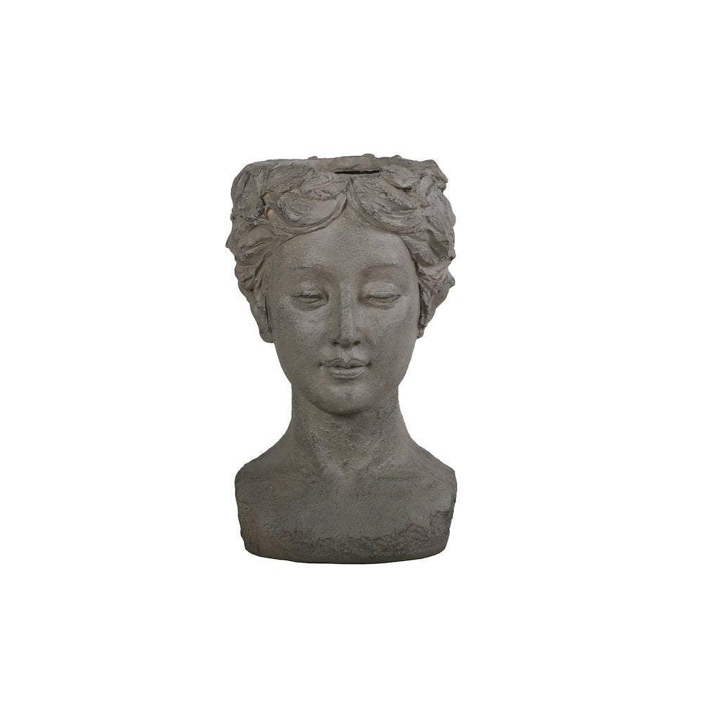 Elegante Petite Woman Head Plant Stand Statue