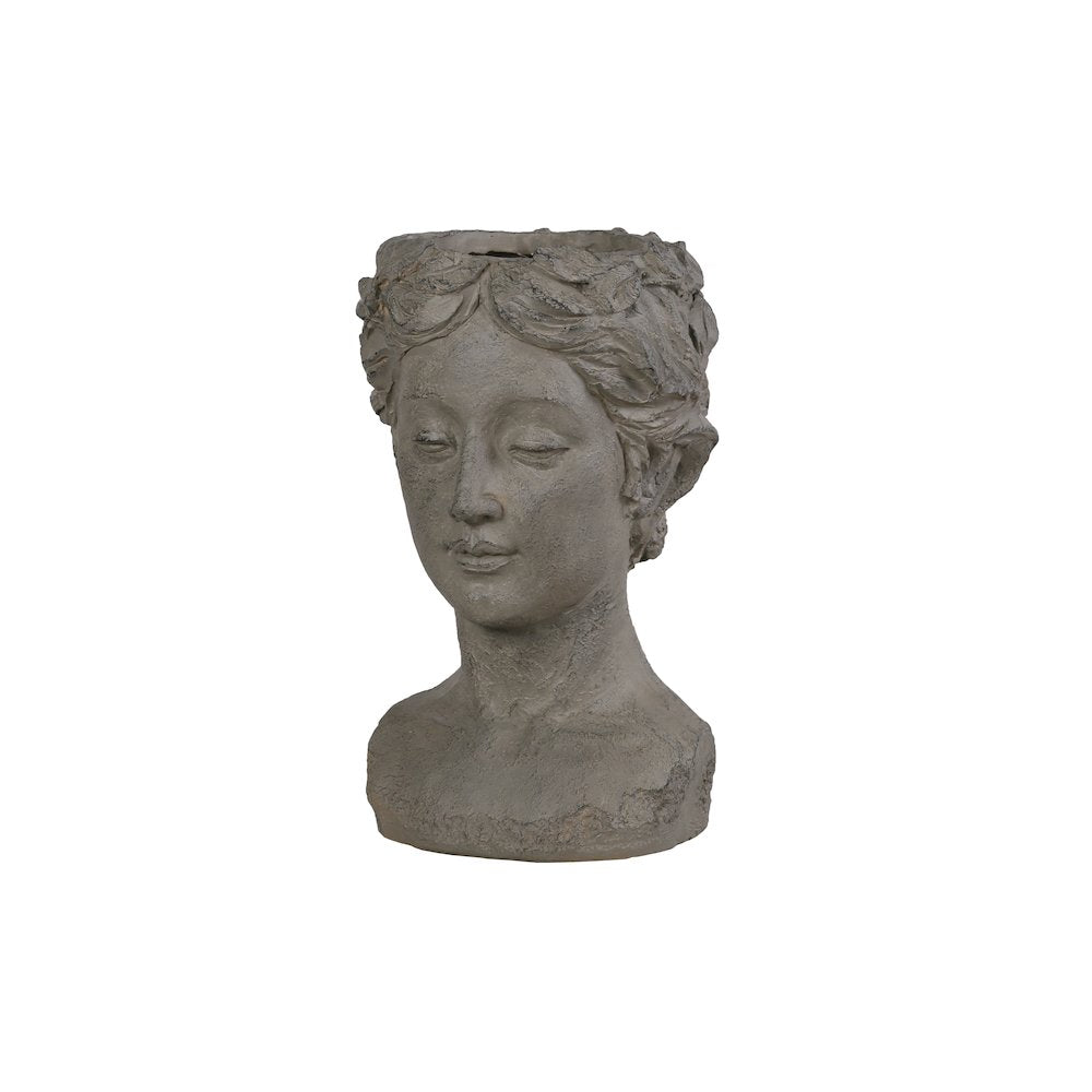 Elegante Petite Woman Head Plant Stand Statue