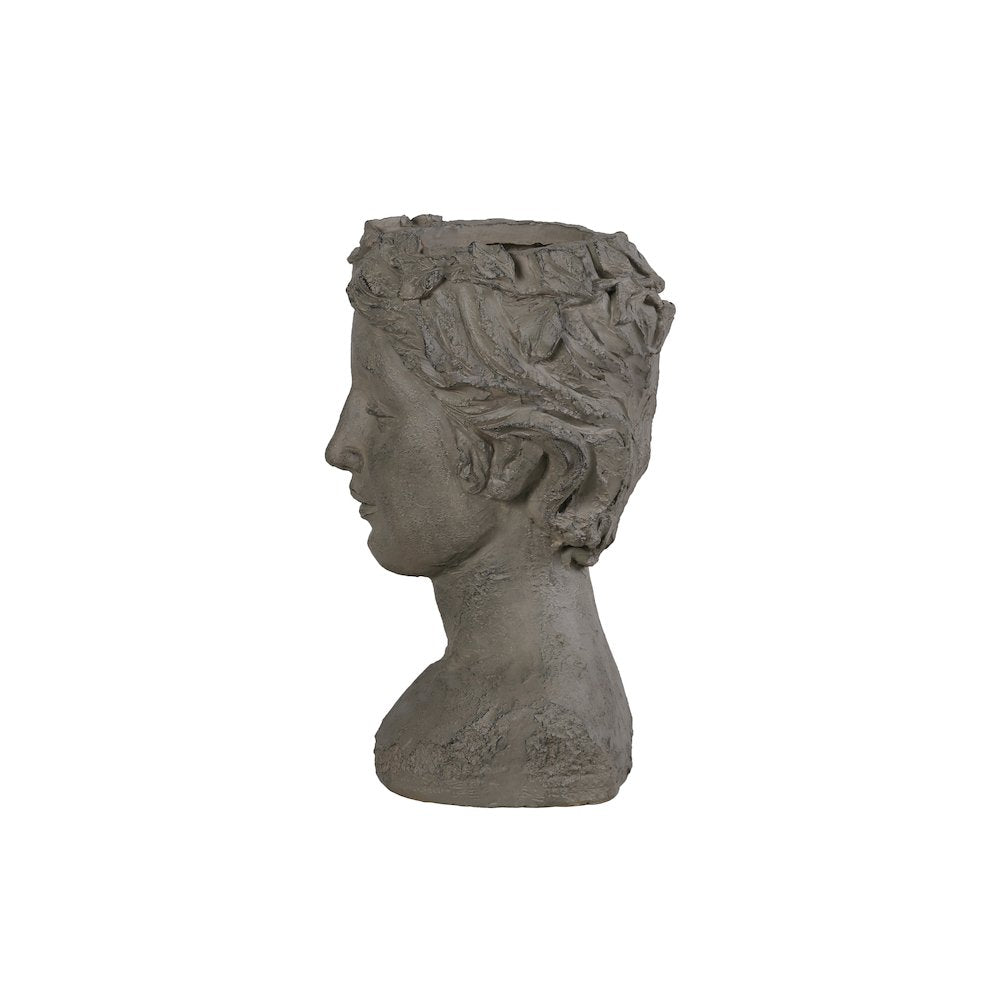 Elegante Petite Woman Head Plant Stand Statue