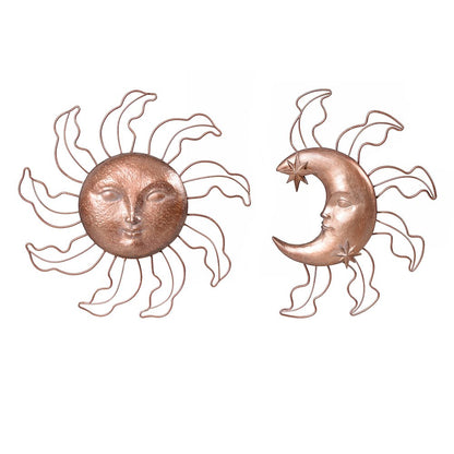 Sun & Moon Wall Art 2 Pcs Set Resin Wall Hanging Decor