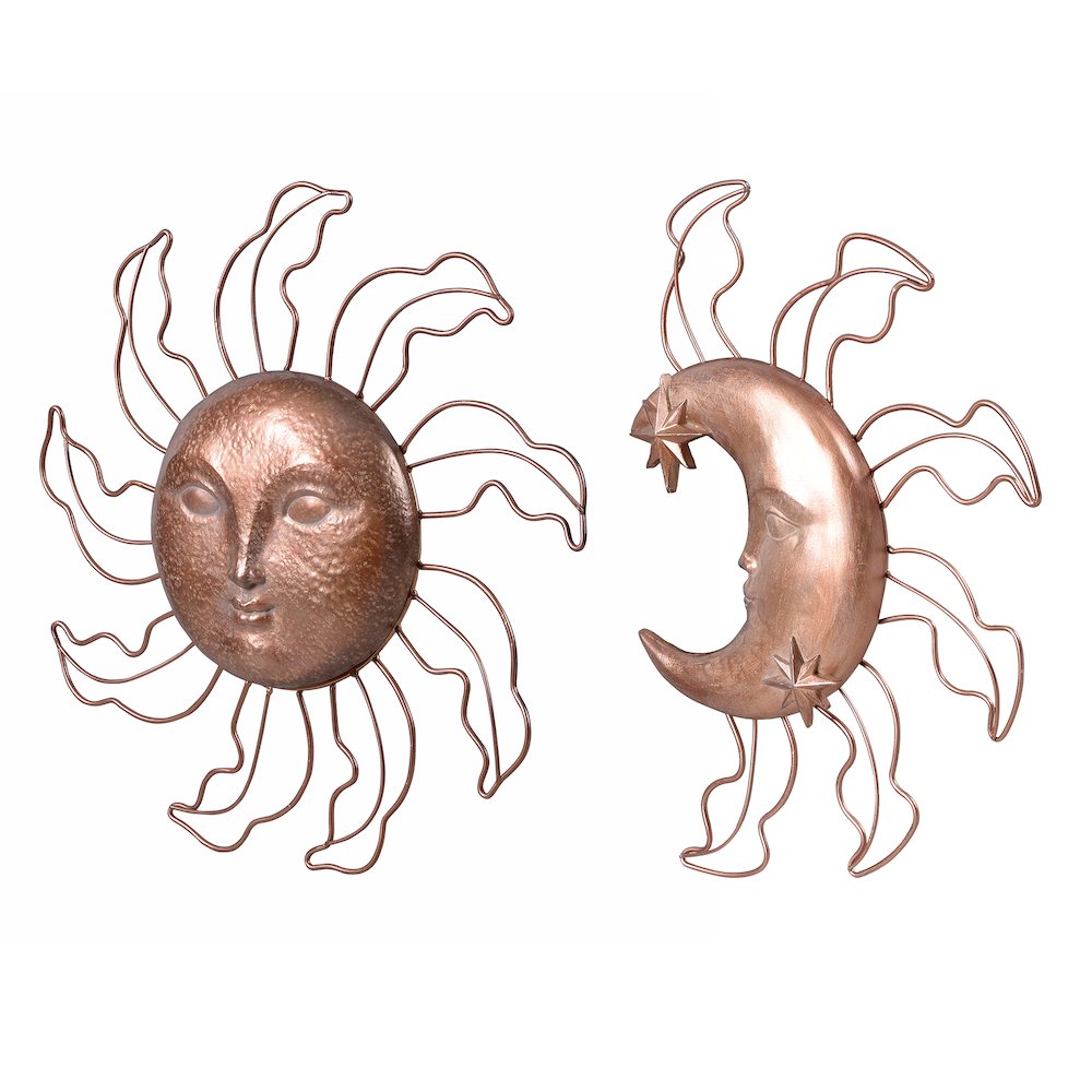 Sun & Moon Wall Art 2 Pcs Set Resin Wall Hanging Decor