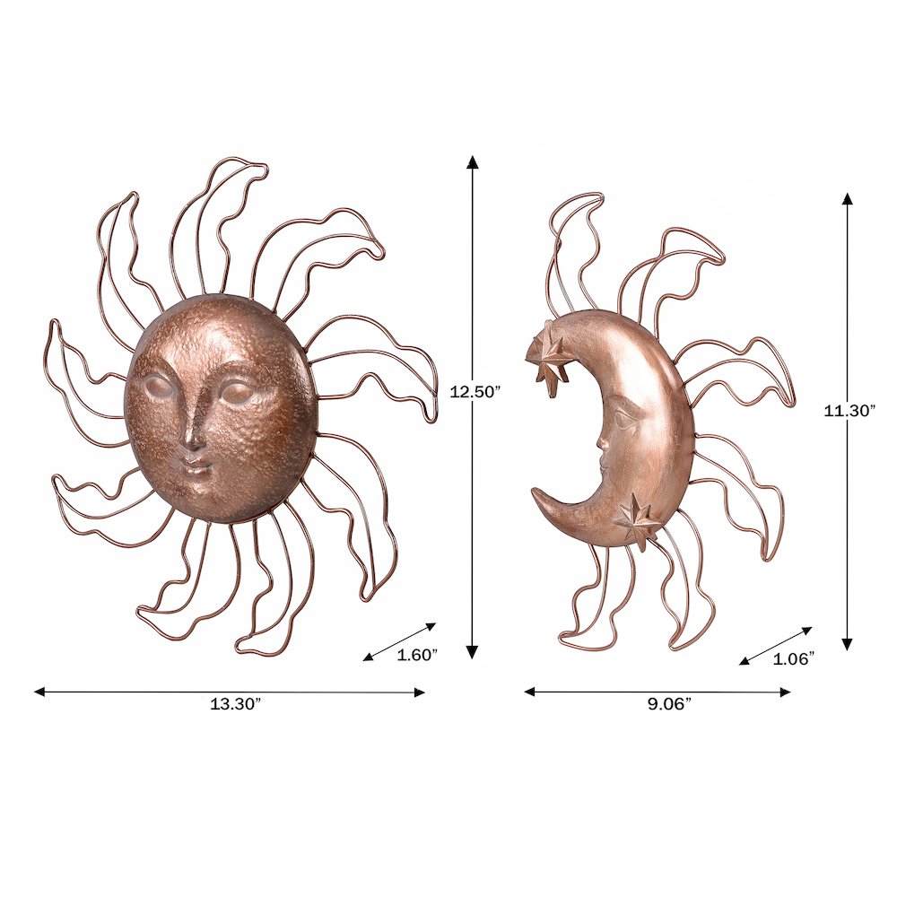 Sun & Moon Wall Art 2 Pcs Set Resin Wall Hanging Decor
