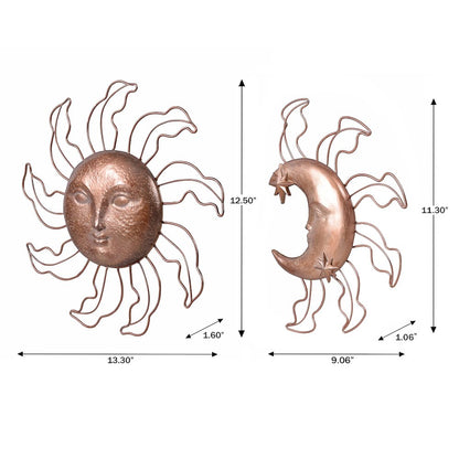 Sun & Moon Wall Art 2 Pcs Set Resin Wall Hanging Decor