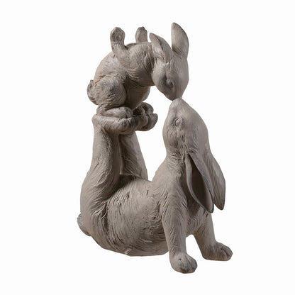 Mom & Baby Rabbits Garden Statue Bunny Yard Decor
