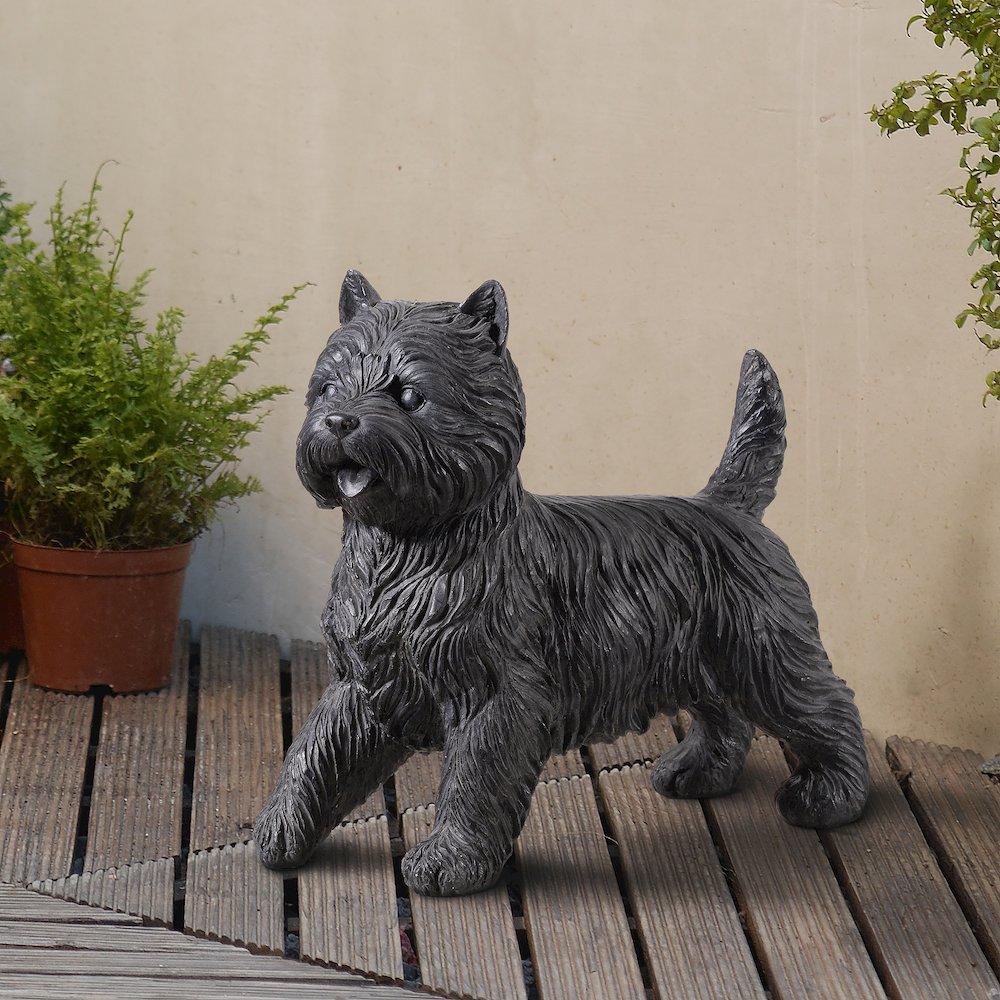 Cairn Terrier Statue Black Life Size Home Decor Garden Yard Statue