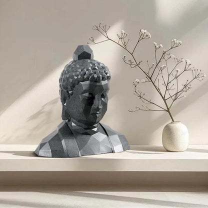 Geometric Buddha Head Garden Statue Modern Style Home Decor