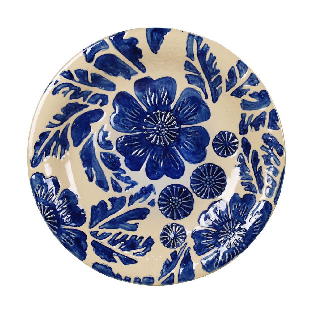 Birdbath - Ceramic Tranquility in Blue & Ivory