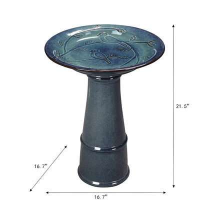 Ceramic Birdbath - Ocean Blue Serenity