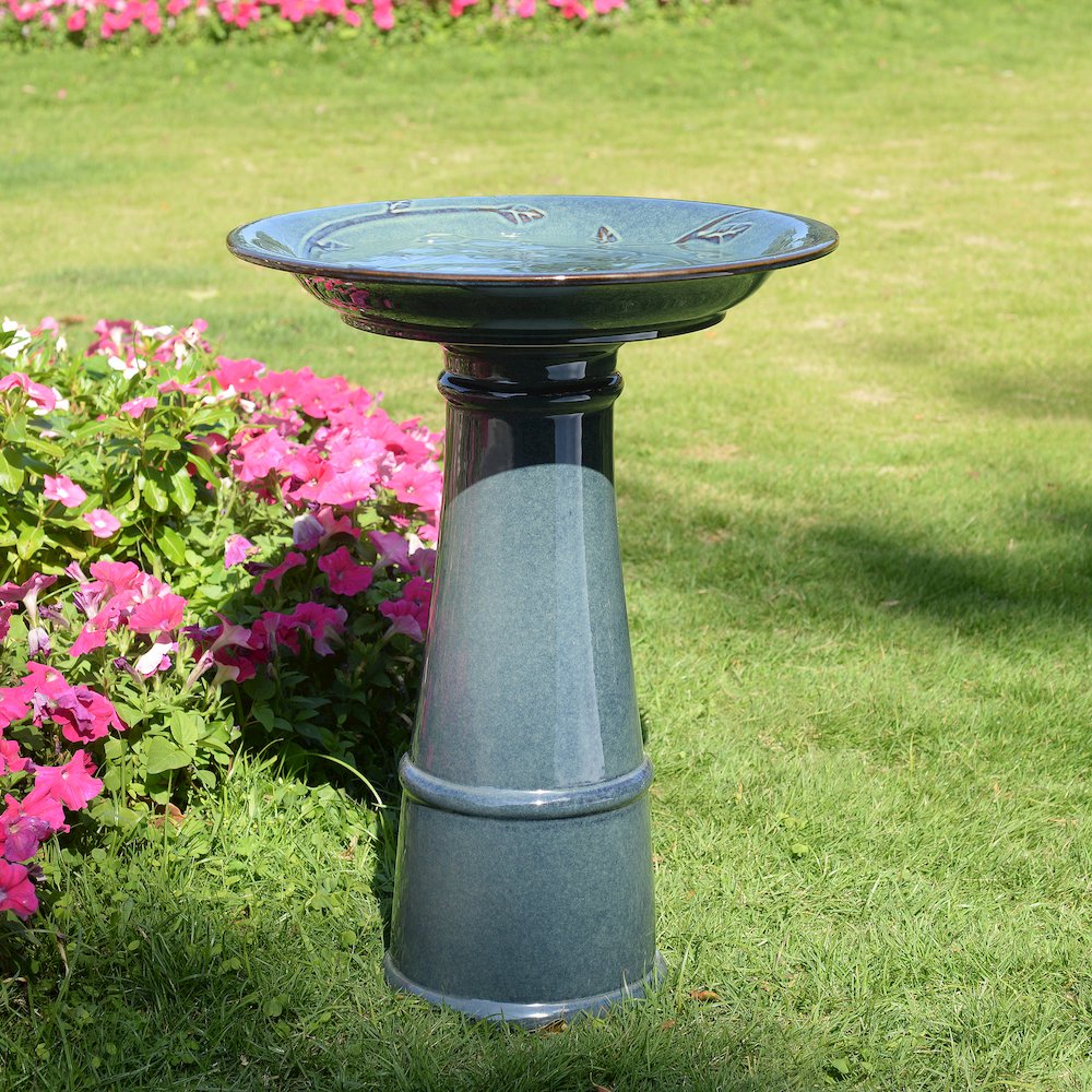 Ceramic Birdbath - Ocean Blue Serenity