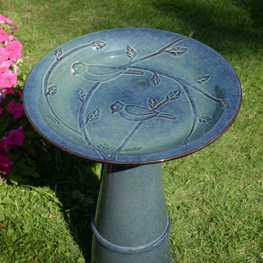 Ceramic Birdbath - Ocean Blue Serenity