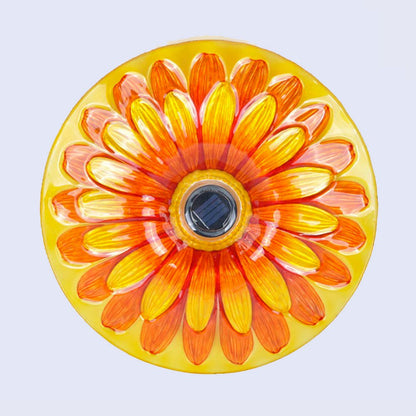 Solar Floral Glass Bird Bath with Stand