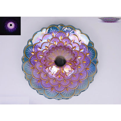 Solar Floral Glass Bird Bath with Stand