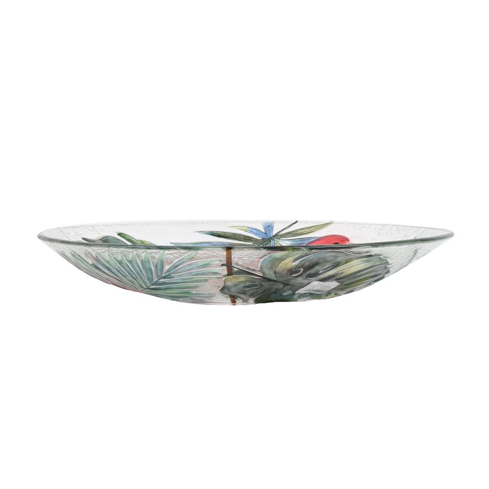 Solar LED Verdant Glass Bird Bath with Stand - Flamingo