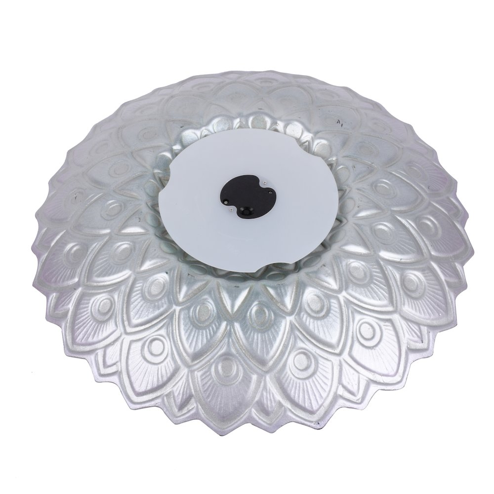 Solar Peacock Blue Geometric Glass Bird Bath with Stand