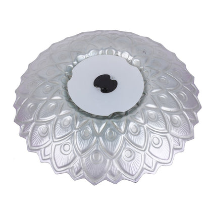 Solar Peacock Blue Geometric Glass Bird Bath with Stand