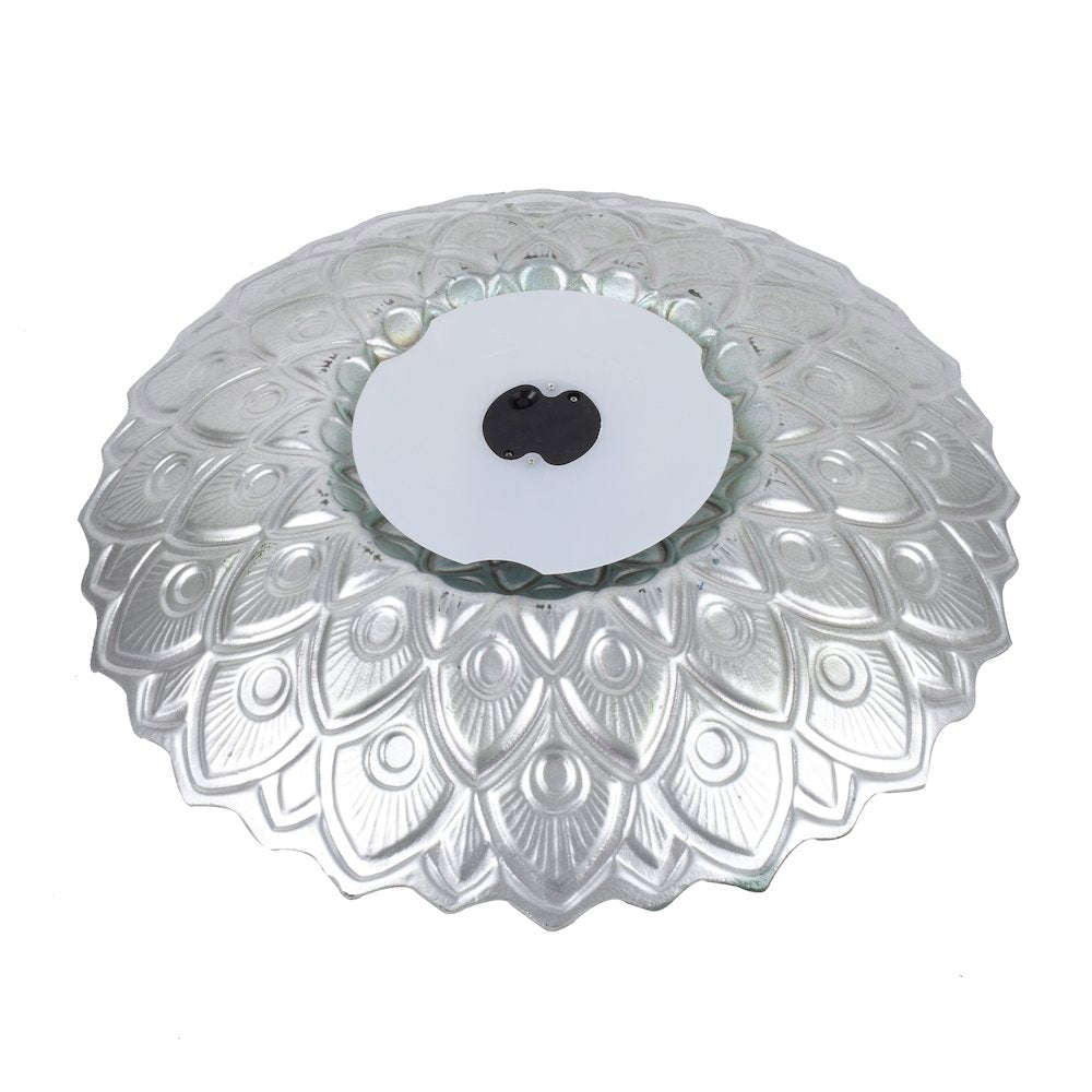 Solar Peacock Green Geometric Glass Bird Bath with Stand