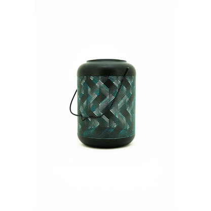 9In Solar Black And Blue Wave Metal Lantern with Ww LED