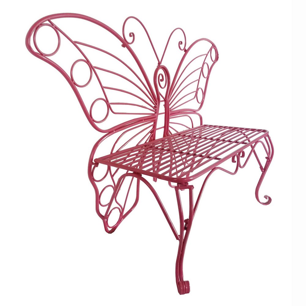 Pink Metal Butterfly Bench: Enchanting Outdoor Charm