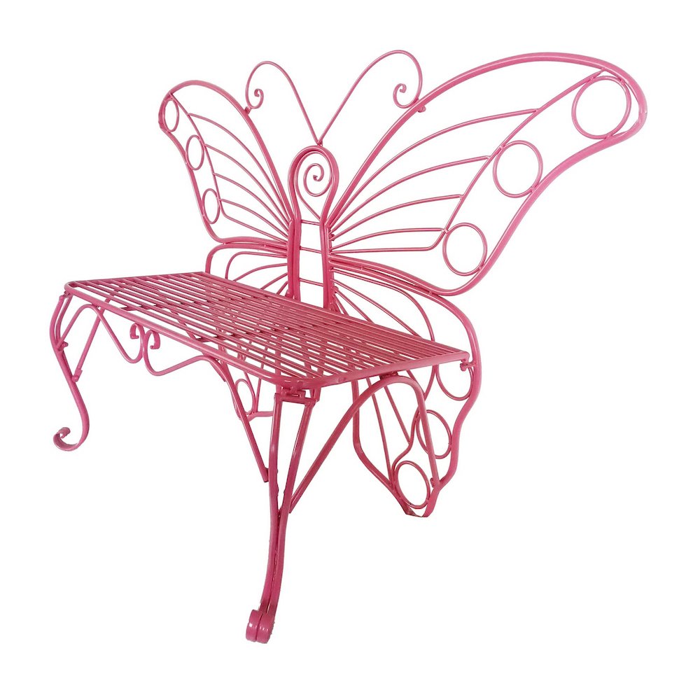 Pink Metal Butterfly Bench: Enchanting Outdoor Charm