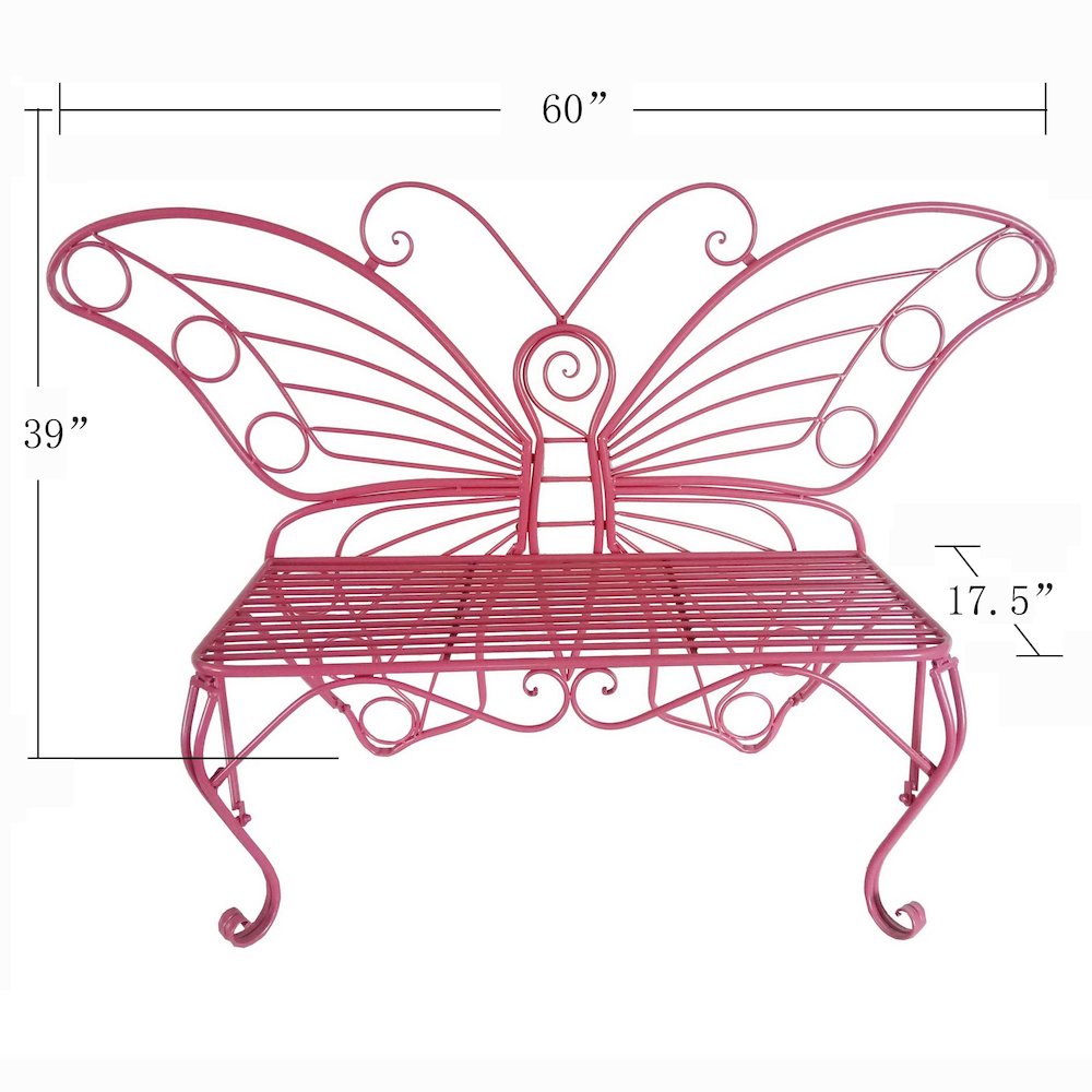 Pink Metal Butterfly Bench: Enchanting Outdoor Charm
