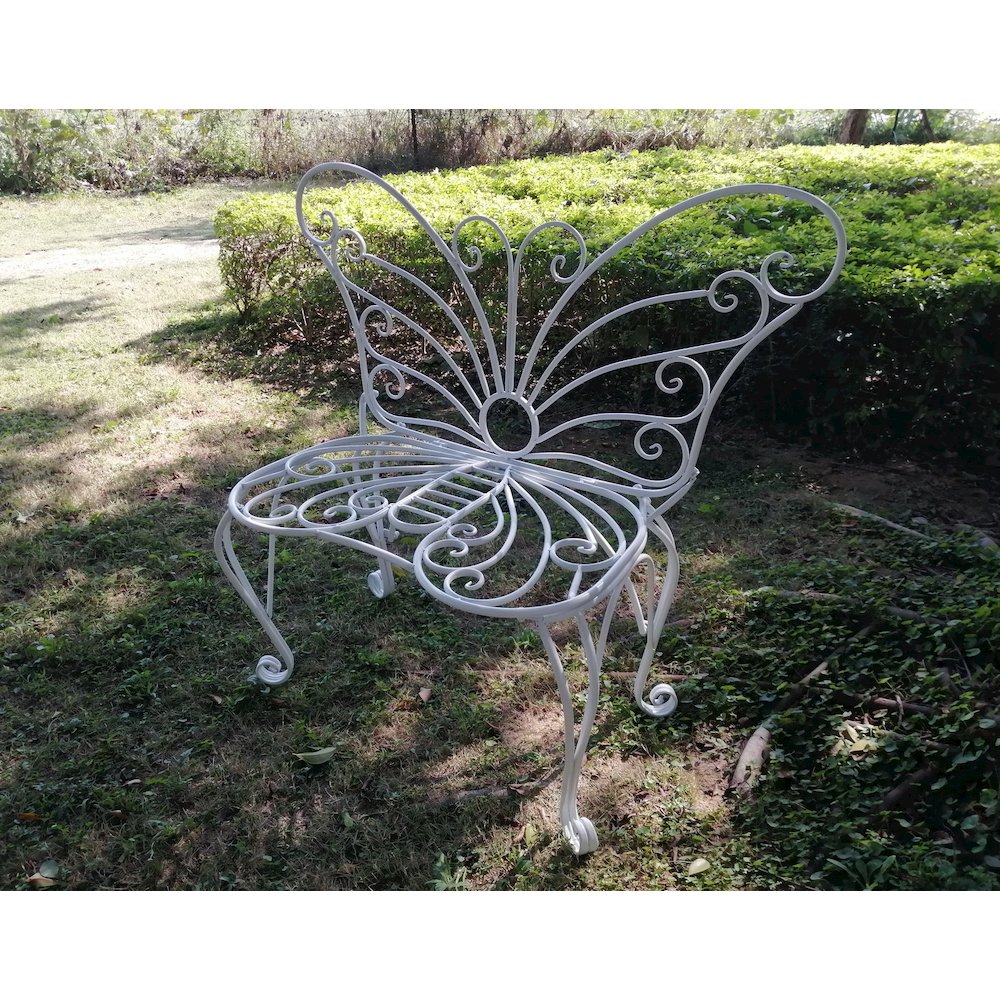 White Metal Garden Butterfly Chair