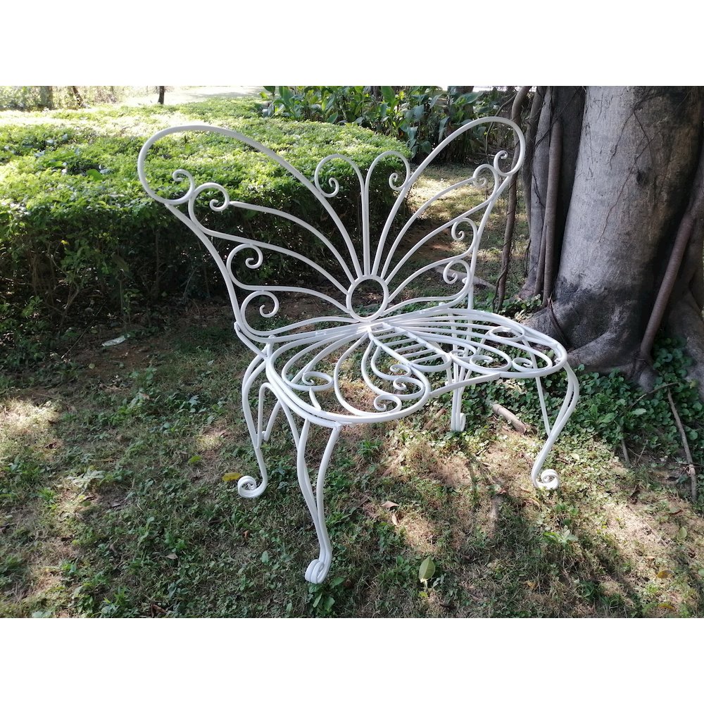 White Metal Garden Butterfly Chair