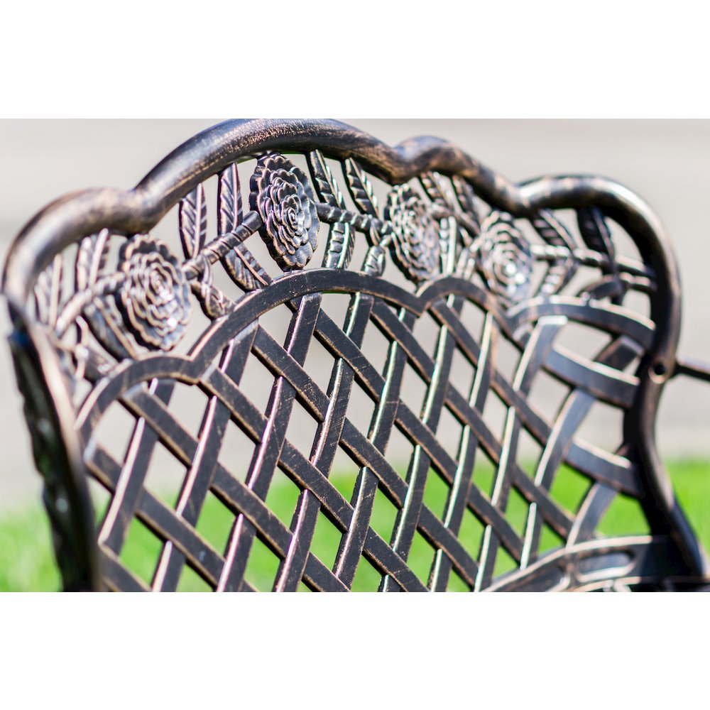 Garden Bench Bronze Colour - Lattice Design 42.5 Inch Long
