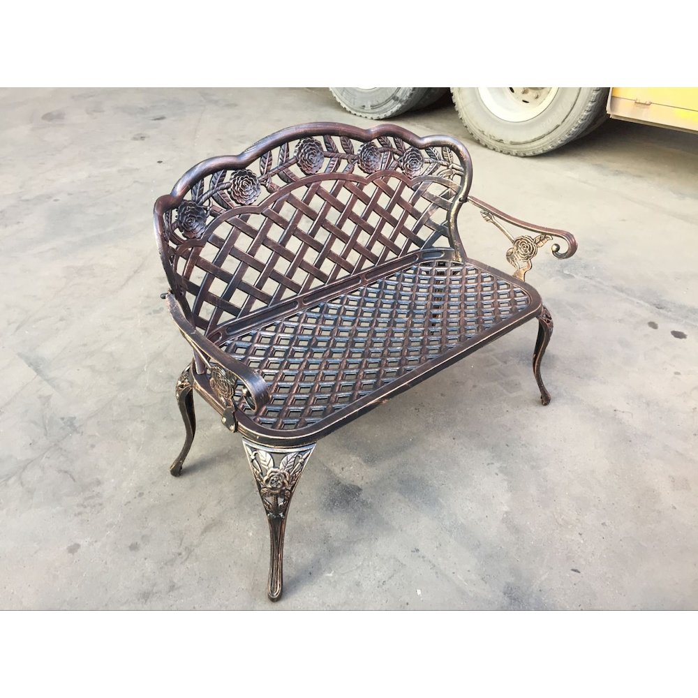 Garden Bench Bronze Colour - Lattice Design 42.5 Inch Long