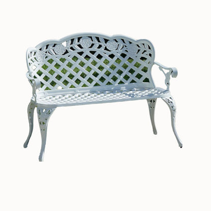 White Lattice Design Garden Bench 42.5 Inch Long