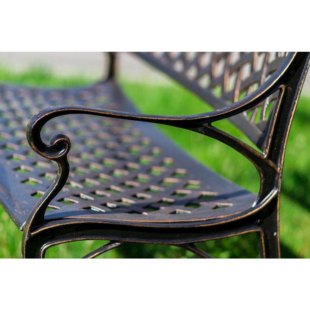 Garden Bench Bronze Colour - Lattice Design 40 Inch Long