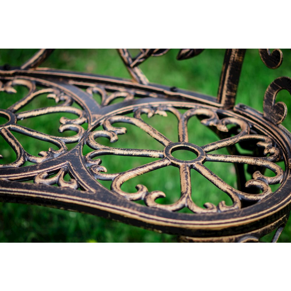 Bronze Metal Rose Garden Bench