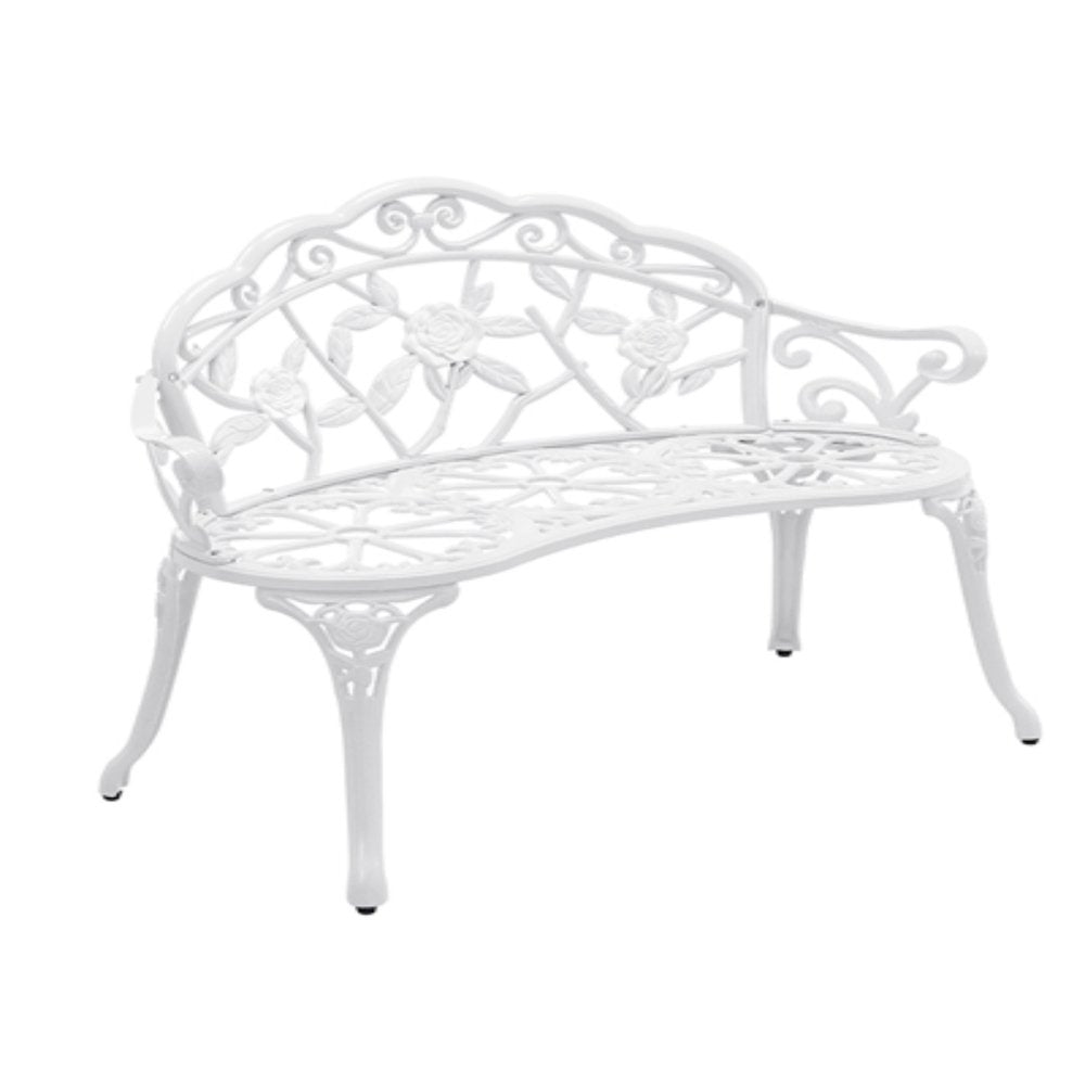 White Metal Rose Garden Bench
