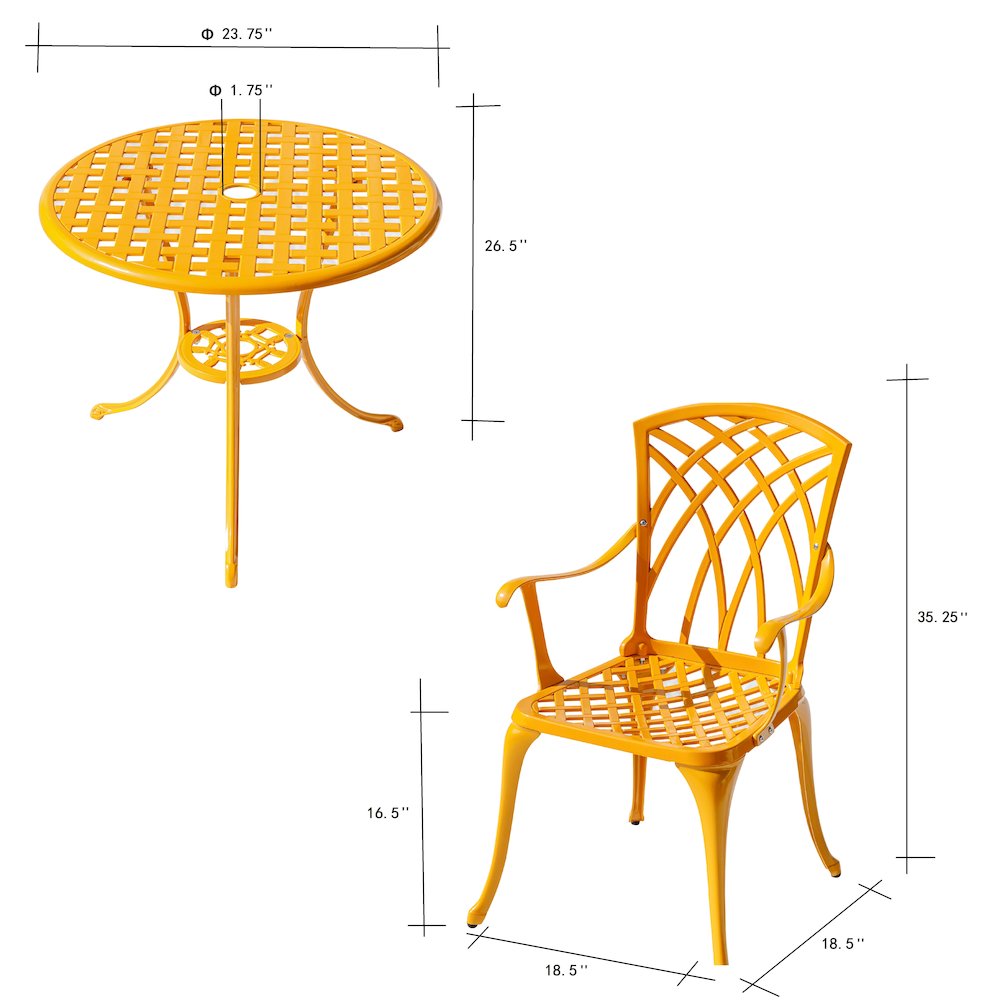 Sunny Retreat- Yellow Cast Aluminium Bistro Set