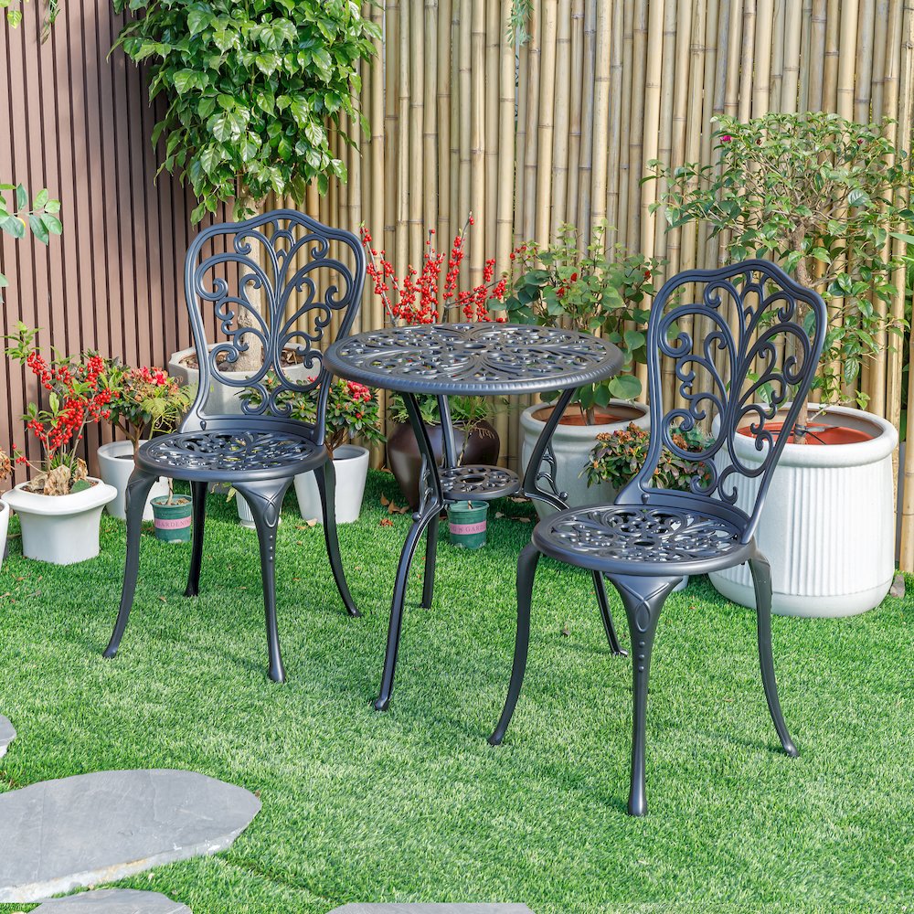Understated Elegance- Black Cast Aluminium Bistro Set