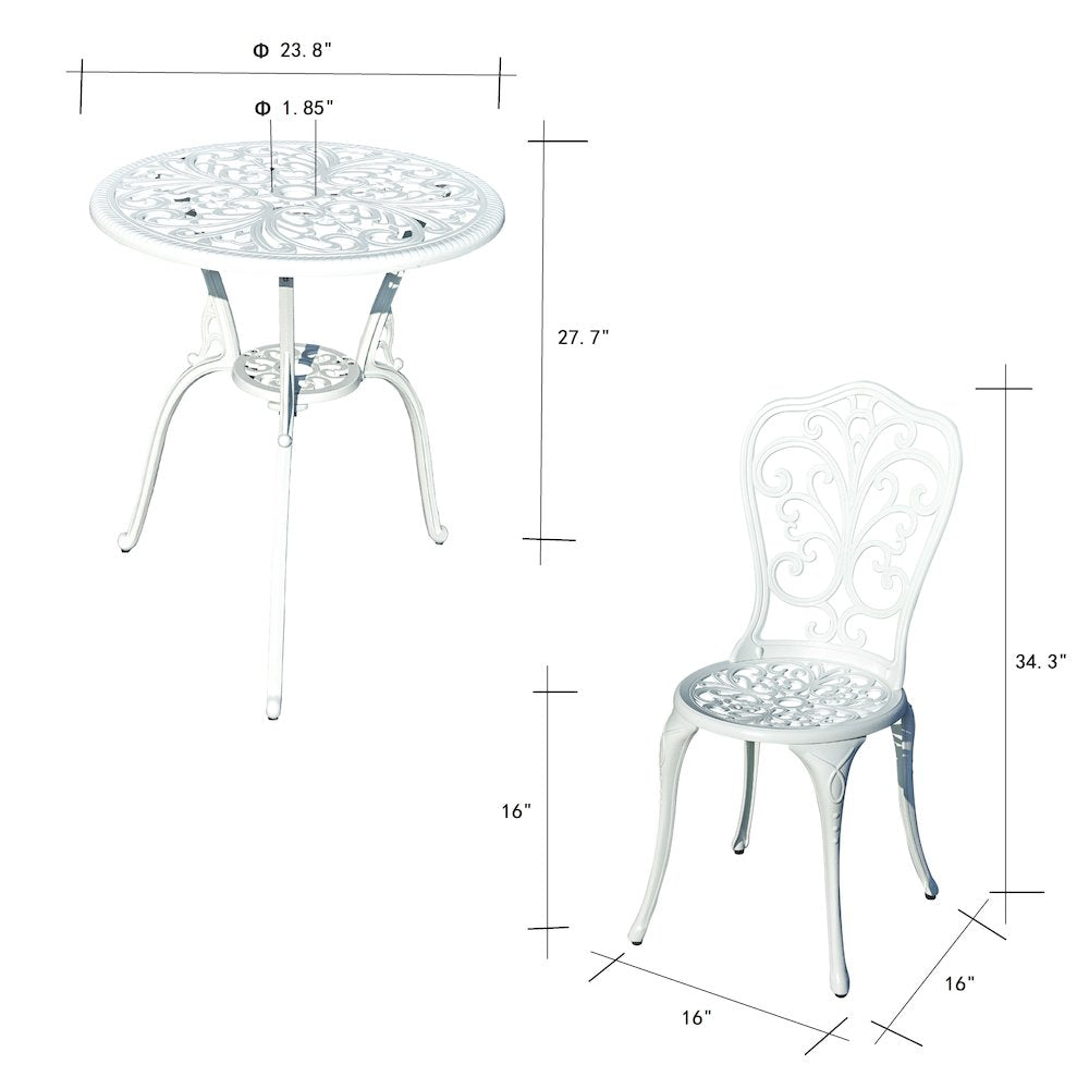 Classic Comfort- White Cast Aluminium Bistro Set