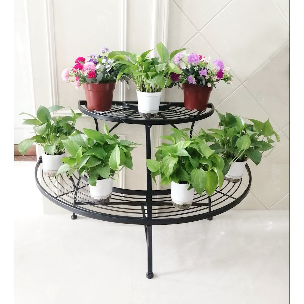 Black Semi-Circle Plant And Display Stand
