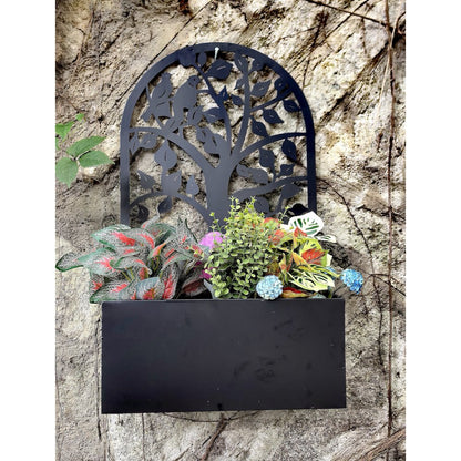 Garden Hanging Planter Black Metal Wall Decor