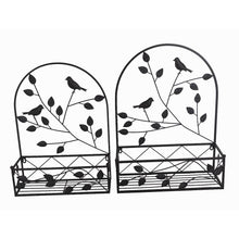 Black Metal Hanging Plant Holder 2 Pcs Set Outdoor Wall Decor