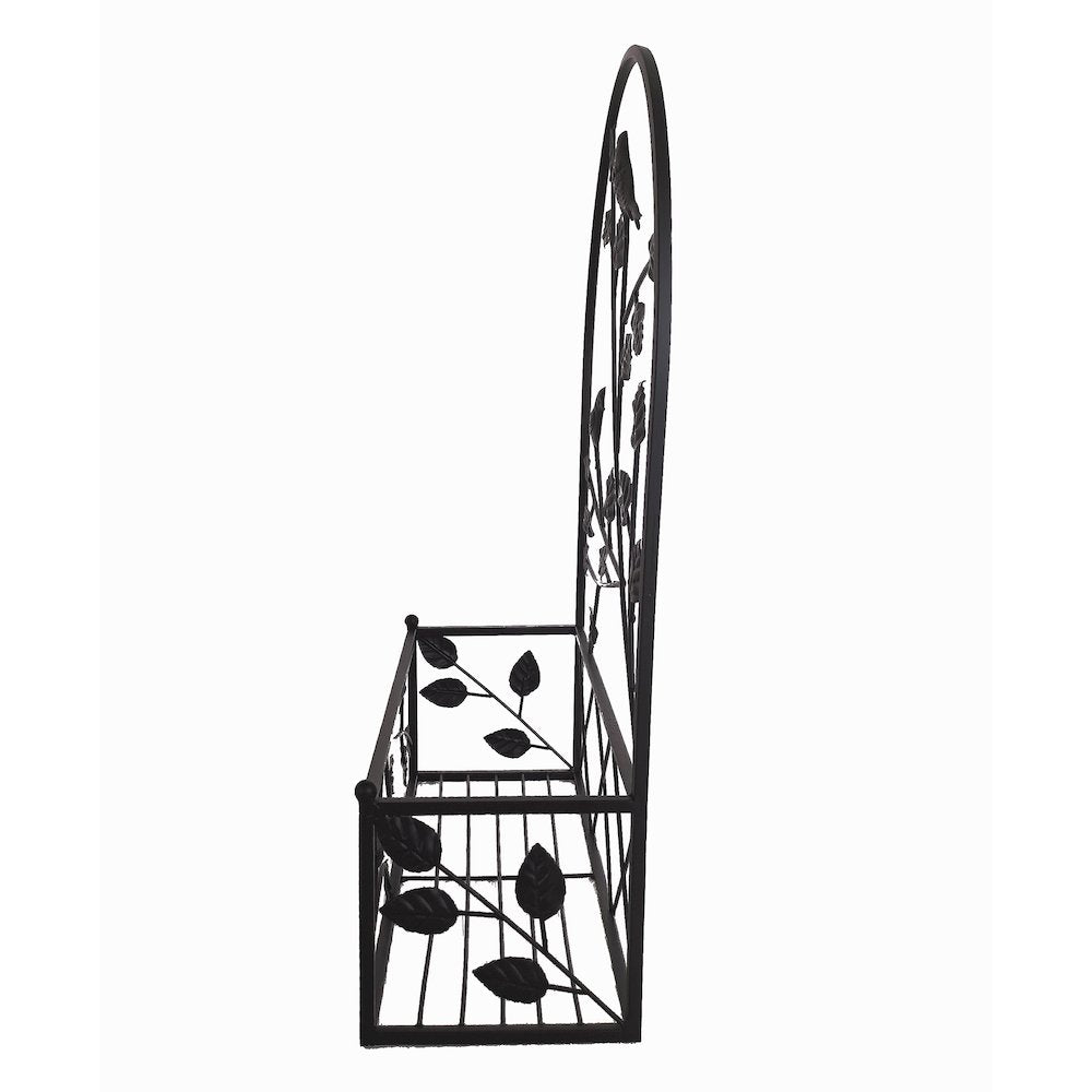 Black Metal Hanging Plant Holder 2 Pcs Set Outdoor Wall Decor