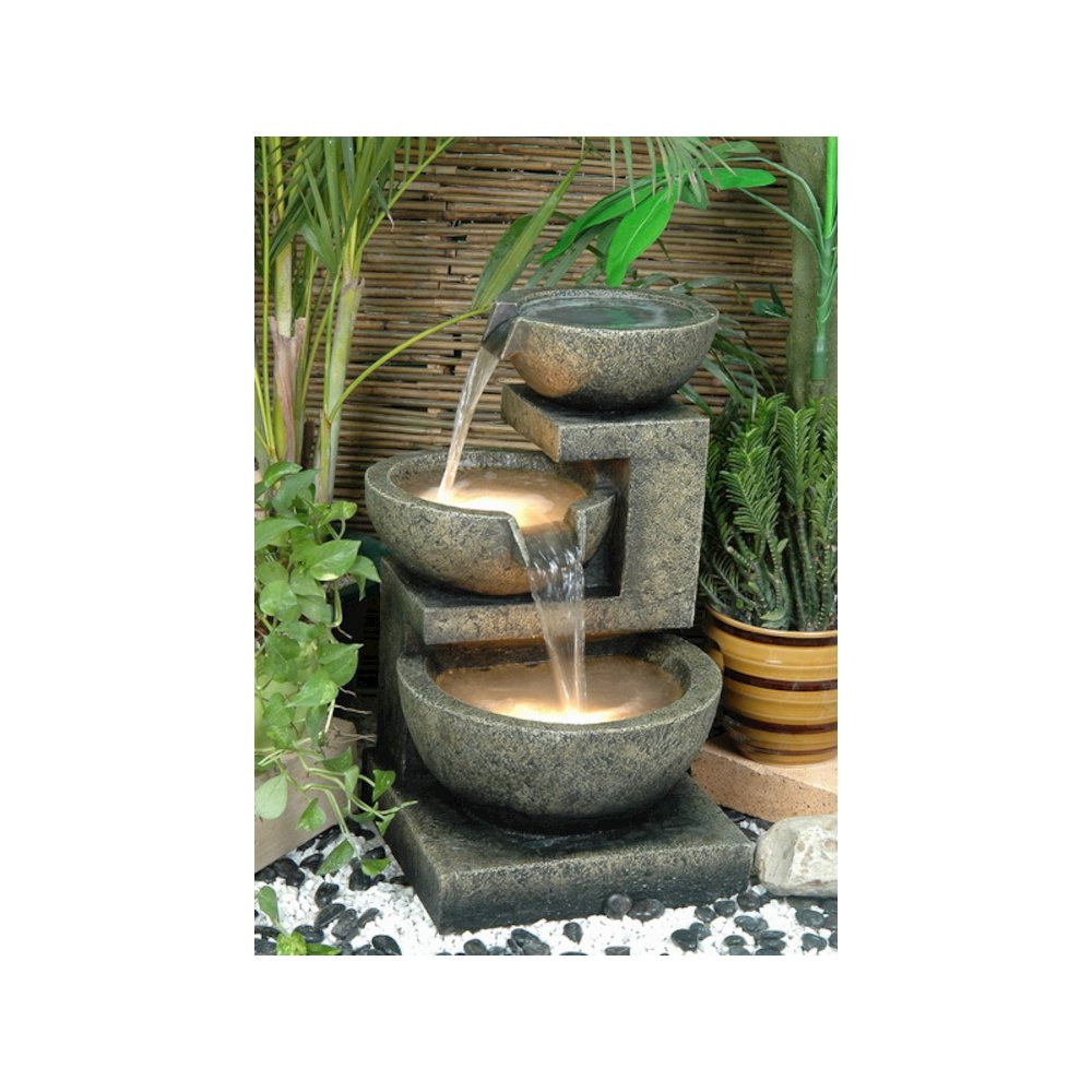 3 Bowl Fountain W/2 Warm White LEDs