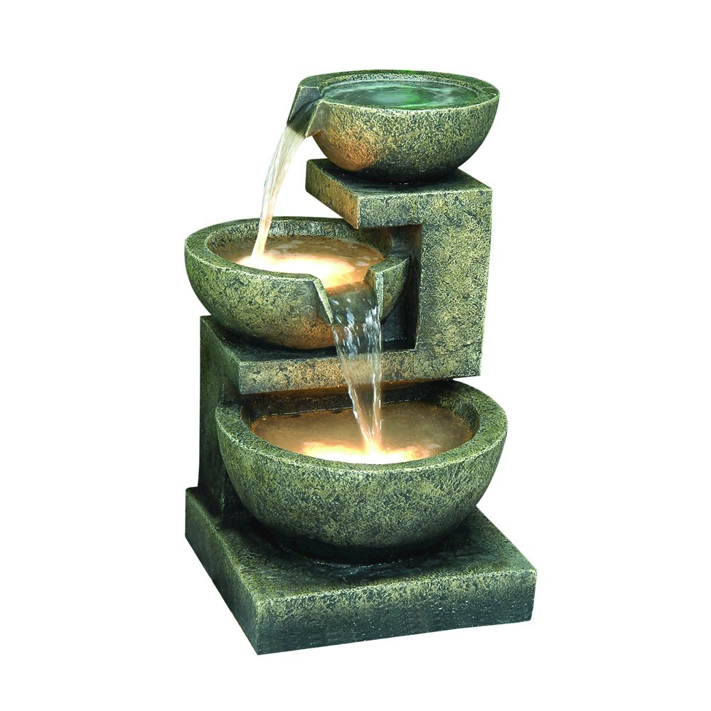 3 Bowl Fountain W/2 Warm White LEDs