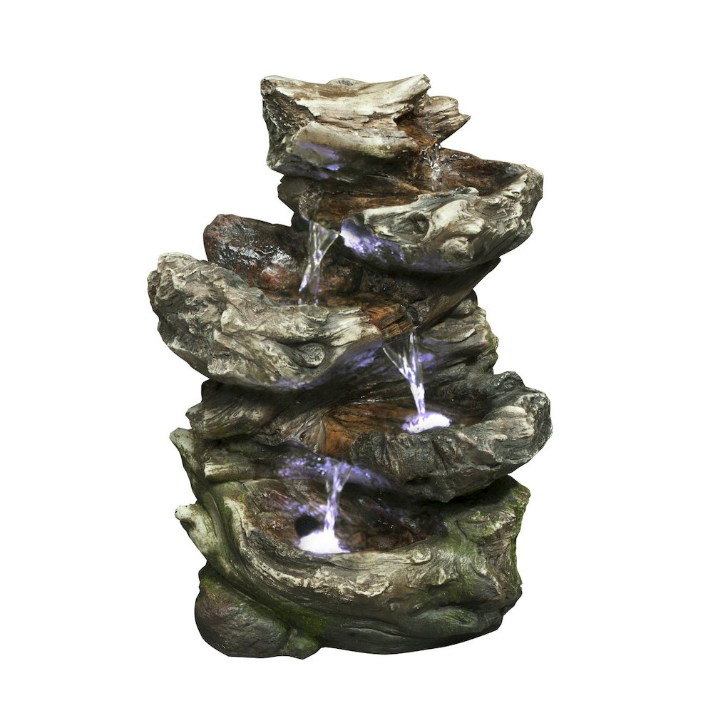 4 Level Log Waterfall Fountain W/LED