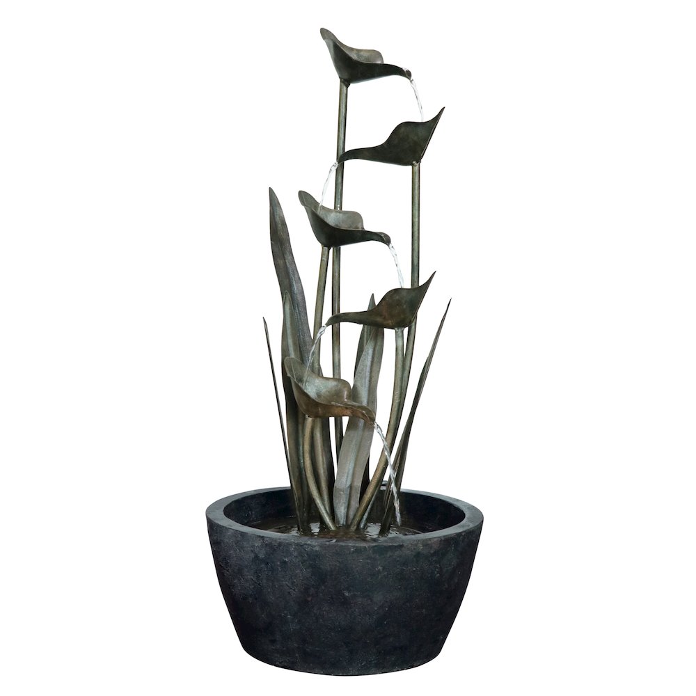 Metal Plant Fountain W/5 Leaves