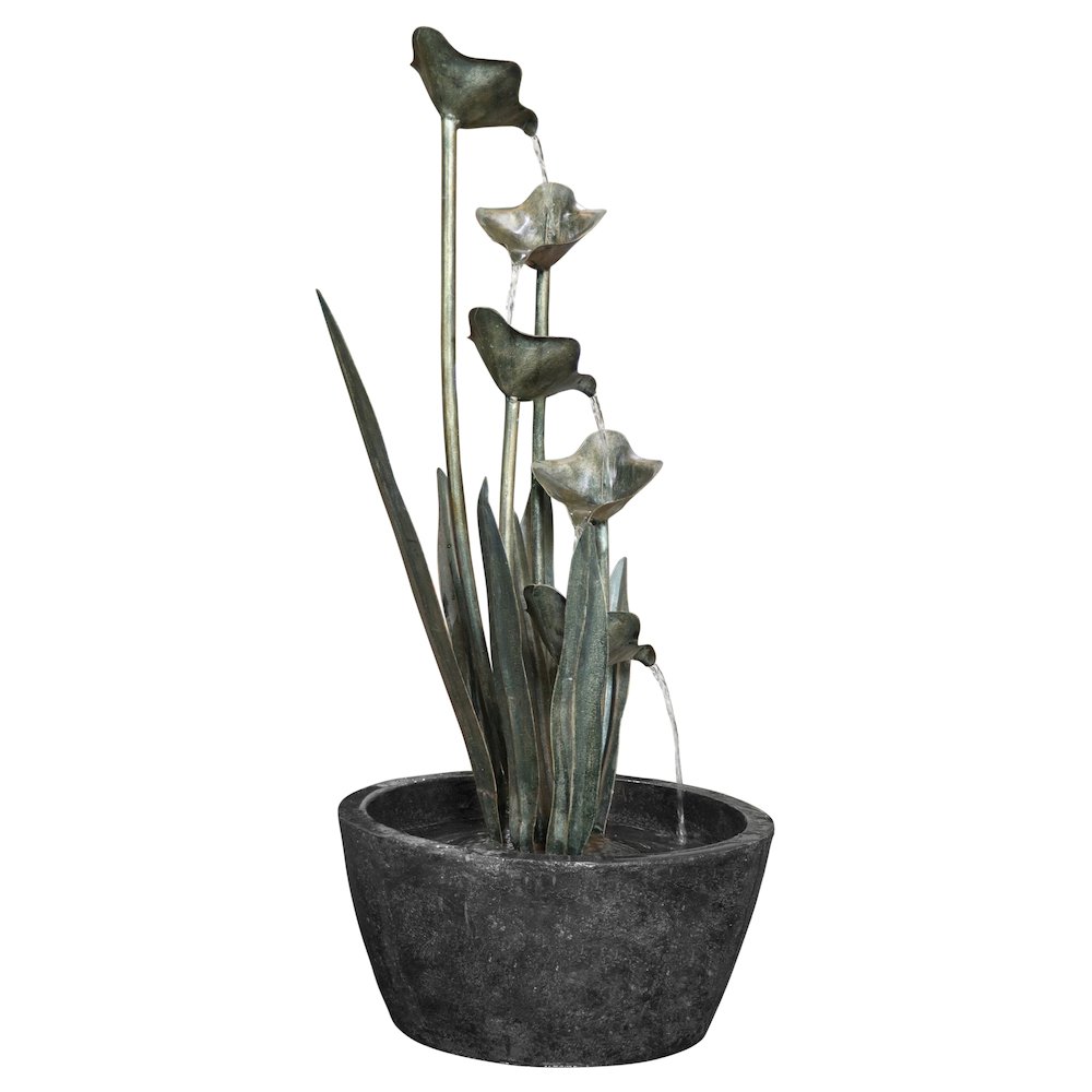 Metal Plant Fountain W/5 Leaves