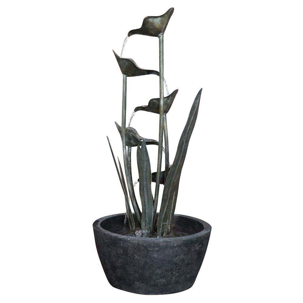 Metal Plant Fountain W/5 Leaves