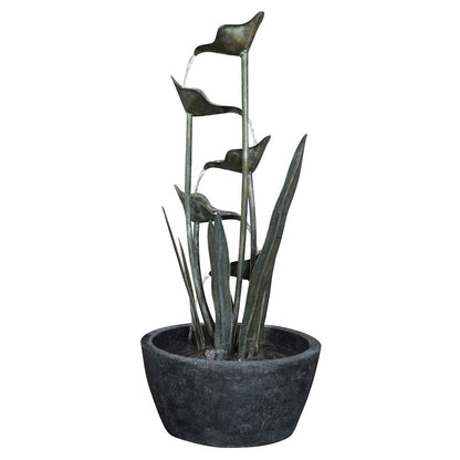 Metal Plant Fountain W/5 Leaves